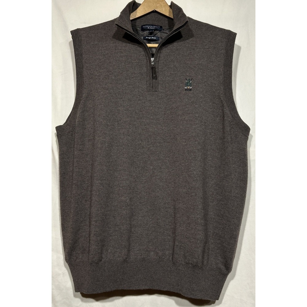 Golf Baruffa Merino Wool Wind Vest Quarter Zip Fairway & Greene Sz L see LOGO
